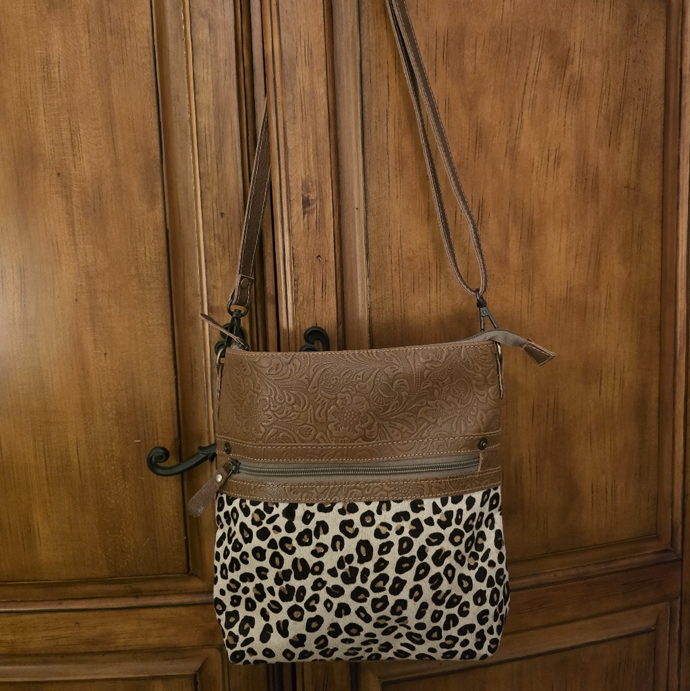 Brown and Tan Leopard Print Women's Bag